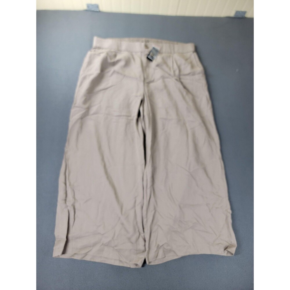 Torrid Pants Womens 22 Short Flax Beige Khaki Wide‎ Leg Linen Lyocell Flat Front